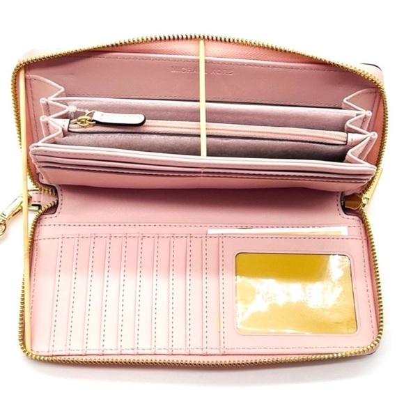 Michael Kors Large Continental Wallet Wristlet Vanilla/Light Pink - Picture 5 of 7